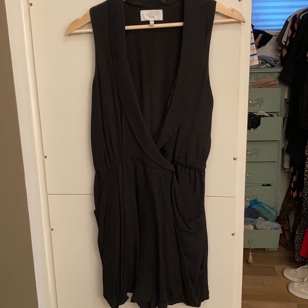 Adam Lippes 100% silk tuxedo romper